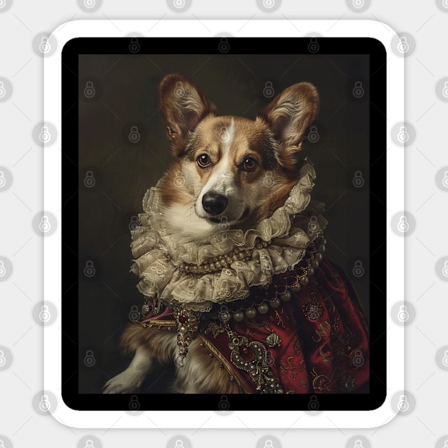 Royal Regalia: Corgi Princess Portrait Sticker by HUH? Designs